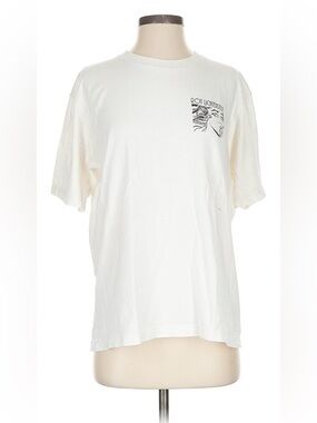 Urban Outfitters Cream Short Sleeve Tee with Small Black Chest Print